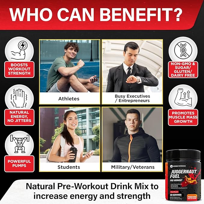 Pre Workout Powder for Men and Women – Natural Pre-Workout Drink Mix – No Sugar, Zero Calorie, No Creatine, Clean – Gym Pre Workout (Fruit Punch)