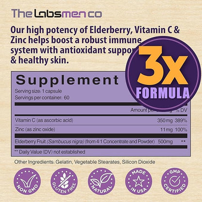 Sambucus Elderberry Immune Support Supplement/Daily Immune Boosters for Adults, Season Change w/Elderberry Vitamin C & Zinc Support Respiratory Health & Increase Antioxidant, 2-Mons