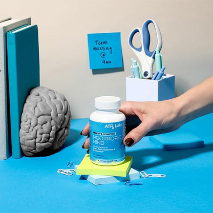 Nootropic Mind: Memory & Cognition - Brain Supplement, with Lion’s Mane Mushroom, Huperzine A, and Bacopa, May Support Brain Health, Vegan and Gluten-Free, 60 Capsules