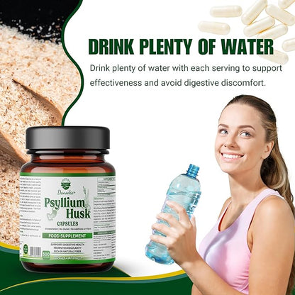 Danodia Foods Psyllium Husk Capsules – 300 Count | Veg Capsules | No additives or Filers | Gluten-Free, Non-GMO | Natural Fiber Supplement | No Artificial Colors or Preservatives