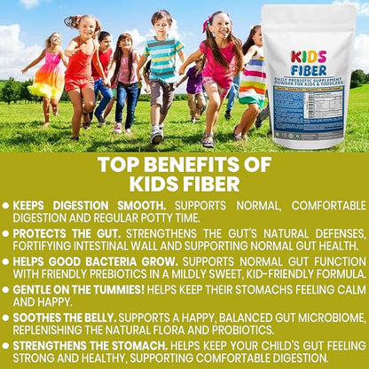 Kids Fiber for Constipation Relief, Prebiotics for Children, Toddler Fiber Supplement, Mild Sweetness Fiber Powder for Kids, Gut Health for Regularity & Softness 60 Servings