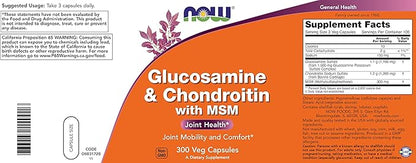 Now Glucosamine & Chondroitin with MSM, 300 Capsules