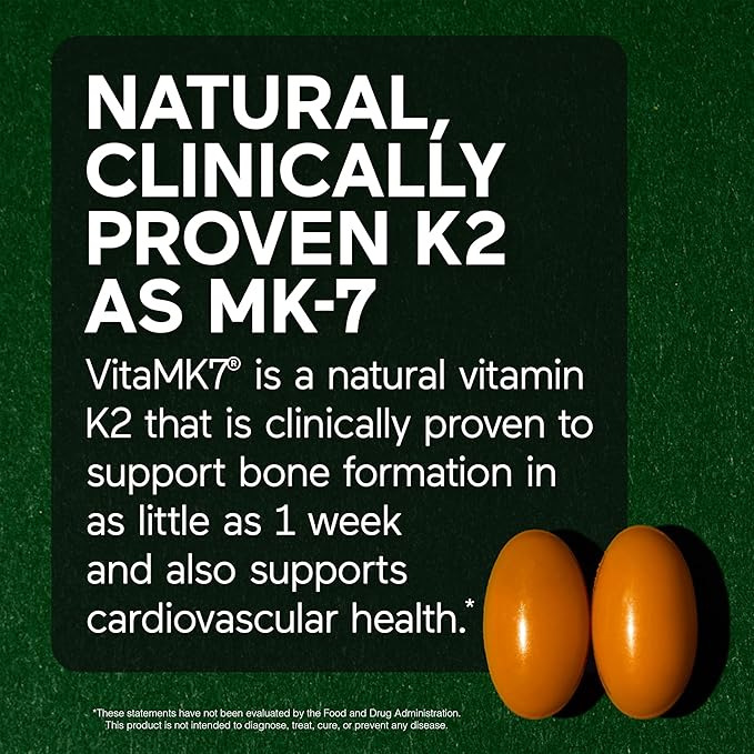 SMARTERNUTRITION Smarter Nutrition Vegan Vitamin D3 5000 IU + Natural Vitamin K2 1100 mcg in Organic Coconut & Olive Oil - D3 K2 Supplement for Immune & Bone Support - 180 Softgels[90 Day Supply]