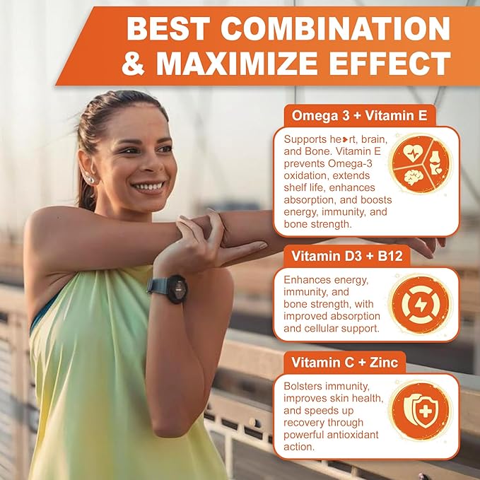 Sugar Free Vitamin D3 5000 IU Gummies + Methyl B12 Vitamins + Vegan Omega 3 Supplement - Made in USA - Organic Vitamin D Gummies for Women Men with Vitamin ACE & Zinc for Energy, Mood, Muscle & Immune