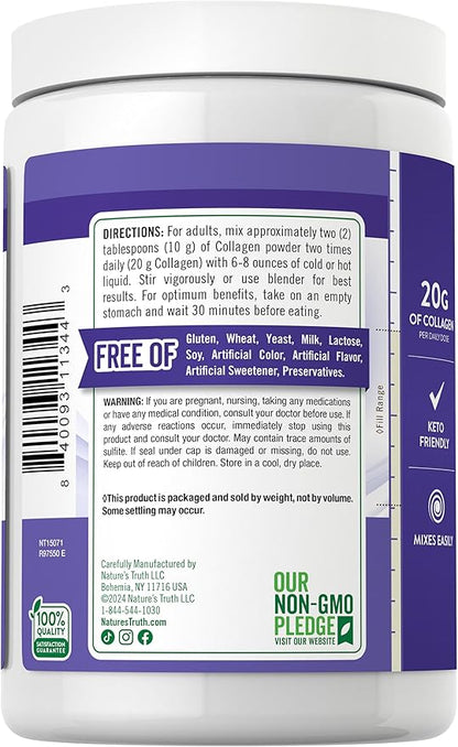 Nature's Truth Multi Collagen Peptide Powder | 9 oz | Type I, II, III, V, X | Unflavored | Non-GMO & Gluten Free Supplement