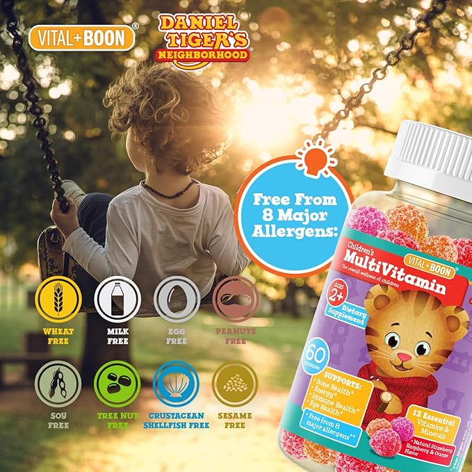 Daniel Tiger - Kids Multivitamin Gummies (60 Gummy Bottle) Toddler 2+ & Kids Vitamins - 12 Essential Vitamins & Minerals to Support Bone Health, Energy, Immune Health & Eye Health - Non GMO