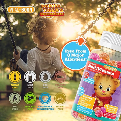 Daniel Tiger - Kids Multivitamin Gummies (60 Gummy Bottle) Toddler 2+ & Kids Vitamins - 12 Essential Vitamins & Minerals to Support Bone Health, Energy, Immune Health & Eye Health - Non GMO