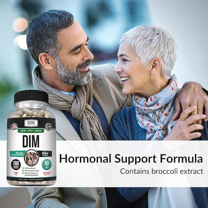 Kaya Naturals DIM Ultra | Supplement for Women and Men | Vegetable Capsules with Broccoli Extract & BioPerine | Herbal Supplement for Hormonal Support, Acne, Menopause, and Prostate – 180 Count