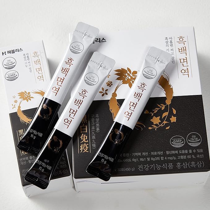 [HEBLIS] Korean Black Ginseng and White Platycodon, Asian Panax Ginseng Extract, Energy Supplements, Immune Support, Ginseng Honey Sticks