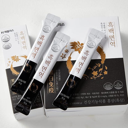 [HEBLIS] Korean Black Ginseng and White Platycodon, Asian Panax Ginseng Extract, Energy Supplements, Immune Support, Ginseng Honey Sticks