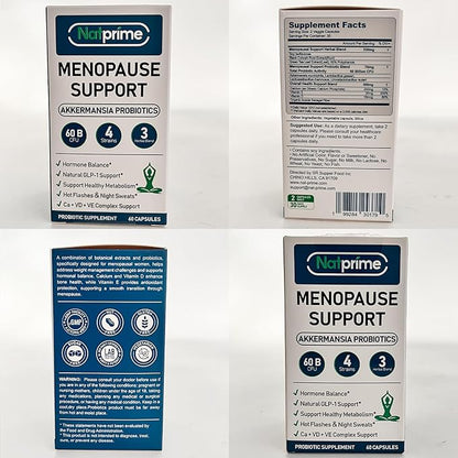 Menopause Probiotic Supplements for Women - 60 Billion CFU Akkermansia Probiotics for Hormone Balance, Night Sweats, Hot Flashes Relief, Gut Health - 60 Ct