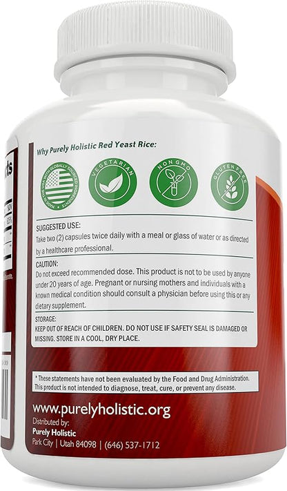 Red Yeast Rice 1200mg with CoQ10 Supplement & Flush Free Niacin 120 Extra Strength Vegetarian Capsules – Advanced Healthy Heart Formula - Non-Irradiated, Citrinin Free