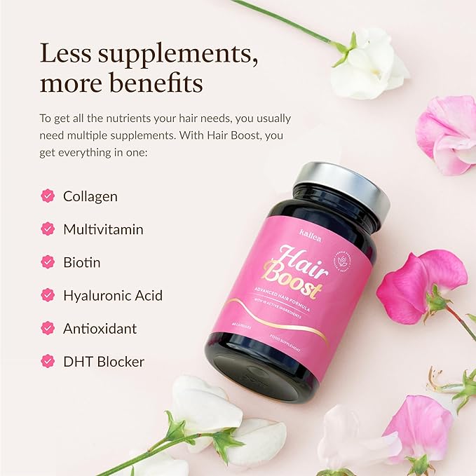 18-in-1 Hair Growth Supplement | Collagen, Hyaluronic Acid, Nettle, Silica, Biotin, Grape Seed Extract, Bamboo | Stronger, Thicker, Longer Hair – Supports Hair Volume, Shine, Scalp & Nail Health