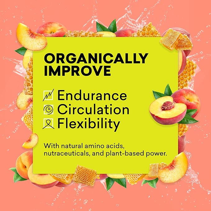 EBOOST POW Natural Pre Workout Powder - 20 Servings, Peach Nectar - Preworkout Energy Booster Gym Supplement Drink Mix for Men and Women - Performance, Joint Mobility Support - Gluten-Free