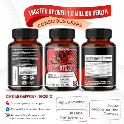 8IN1 Ultra Test Support with Tribulus Terrestris, Tongkat Ali, Maca Root, Beet Root, L-Arginine, Vitamin D3 - Strength, Stamina & Muscle Growth Support (90 Count (Pack of 1))
