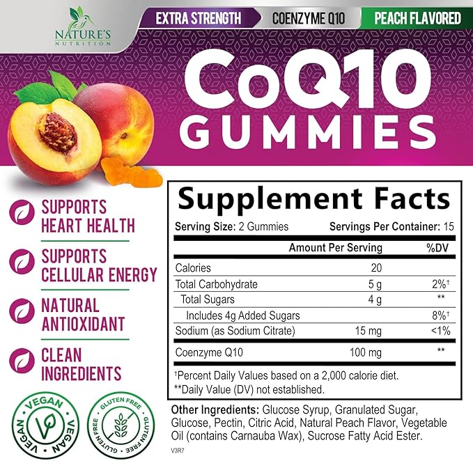 CoQ10 100mg Gummies - Coenzyme Q10 Supplement, CoQ10 Gummies Antioxidant for Heart Health Support & Energy Production, High Absorption Coenzyme Q10 Gummy Supplements - 30 Count Coenzyme Q10 Vitamins