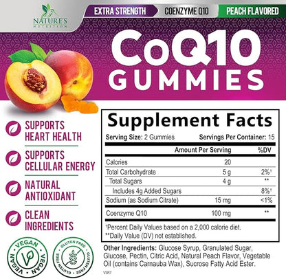 CoQ10 100mg Gummies - Coenzyme Q10 Supplement, CoQ10 Gummies Antioxidant for Heart Health Support & Energy Production, High Absorption Coenzyme Q10 Gummy Supplements - 30 Count Coenzyme Q10 Vitamins