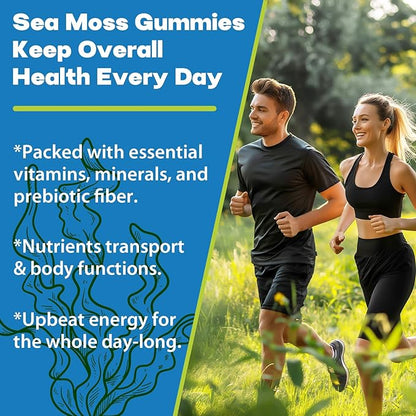 Sea Moss Gummies, 3100mg Irish True Sea Moss Seamoss Gummies for Women & Men with Bladderwrack, Burdock Root, Elderberry Vitamin C and Zinc for Detox Cleanse, Immune, Skin, Digestive, Organic, 120Ct
