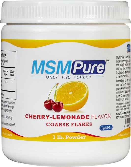 KALA HEALTH MSMPure Cherry Lemonade Flavored Coarse MSM Powder Flakes – US-Sourced MSM for Joint Health, Skin Appearance, and Hair & Nail Support – 1 lb, Organic Sulfur