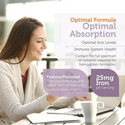 Zahler - Iron Supplement with Vitamin C - Capsule Iron Pills for Women and Men - High Absorption, Easy on Stomach, Kosher Ferrous Iron Supplements with Vitamins C, B12, Folate & More - 100 Count