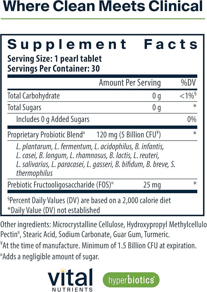 Hyperbiotics Vital Nutrients Pro-15 Prebiotics + Probiotics for Women and Men | 15 Science Backed Strains | Supports Occasional Constipation, Diarrhea, Gas & Bloating | 30 Vegan Time Release Pearls