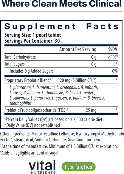 Hyperbiotics Vital Nutrients Pro-15 Prebiotics + Probiotics for Women and Men | 15 Science Backed Strains | Supports Occasional Constipation, Diarrhea, Gas & Bloating | 30 Vegan Time Release Pearls