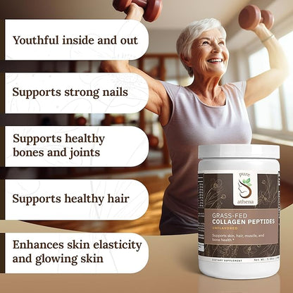 Type I & III Unflavored Collagen Powder - Grass Fed Collagen Peptides for Joint Support, Bone Health, Hair, Skin, & Nails - Hydrolyzed Collagen, Zero Sugar, Dairy & Gluten Free (14 Servings)