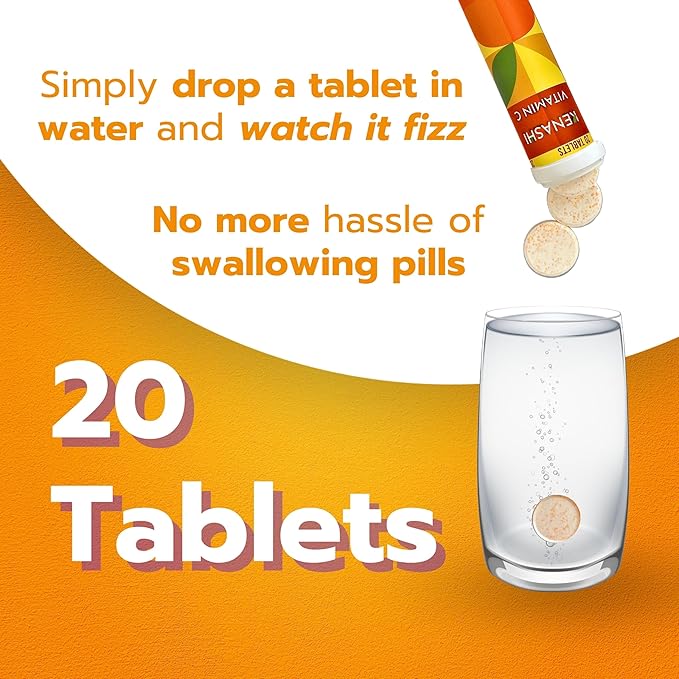 Vitamin C 1000mg Effervescent Tablets Vitamin with Zinc Potassium Magnesium E Vitamin Vitamina C Efervescente para Adulto Zinc and Vitamin C 20 Tablets