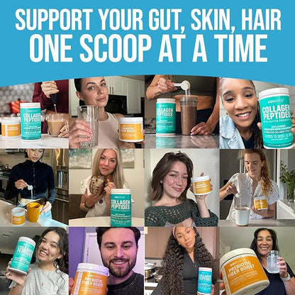 GOBIOTIX Fiber & Collagen Bundle: Hair, Skin, Gut Support - 30 Servings Collagen, 35 Servings Fiber