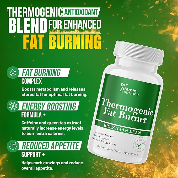 DR VITAMIN SOLUTIONS Thermogenic Fat Burner Brazilian Lean, Weight Loss Vitamins, Waist Trimmer & Supplements for Bloating (1 Bottle, 120 Capsules)