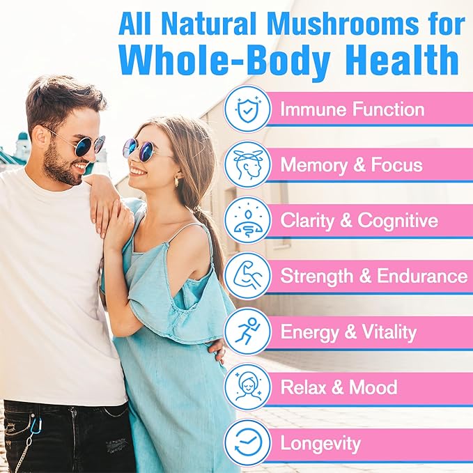 Mushroom Supplement 2600mg, 20-in-1 Mushroom Complex, with Lions Mane, Cordyceps, Reishi, Turkey Tail, Chaga - Brain Supplements for Memory and Focus, Memory Supplements, Mood, Immunity, 120 Capsule