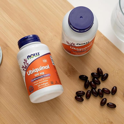 NOW Supplements, Ubiquinol 100 mg, High Bioavailability (the Active Form of CoQ10), 120 Softgels