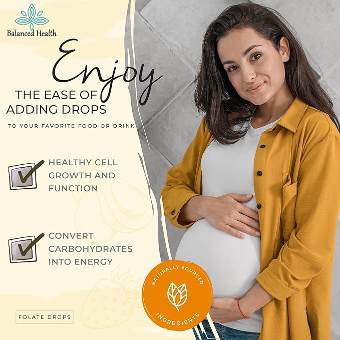 Folate Drops - 120 Servings, 2oz, Butterscotch Flavor, 500mcg L-5-MTHF Folic Acid Supplement