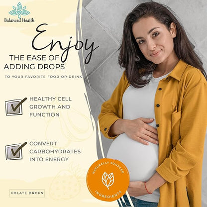 Folate Drops - 120 Servings, 2oz, Butterscotch Flavor, 500mcg L-5-MTHF Folic Acid Supplement