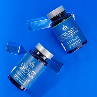 Thrivous Clarity and Serenity Stack - Enhance Memory, Focus & Mood - Enhance Relaxation & Sleep - Advanced Nootropic Supplement - Includes Clarity & Serenity - 2 Bottles - 120 Capsules