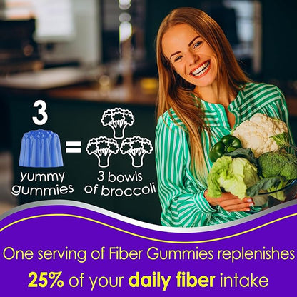 Fiber Gummies for Adults 8g (Inulin, Psyllium Husk, FOS More) with Probiotics, Green Tea Extract, Sugar Free Plant Based Fiber Supplement Blend for Digestive Health, Regularity, Non-GMO, Vegan, 120Cts