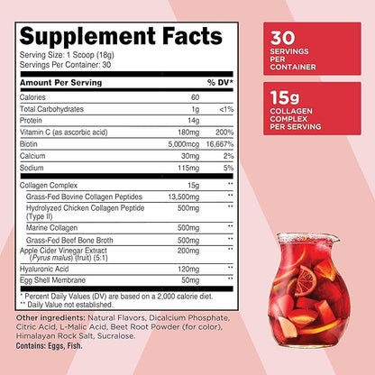 TransformHQ Beauty Collagen (30 Servings) Fruit Punch - Hair, Skin, & Nails Formula