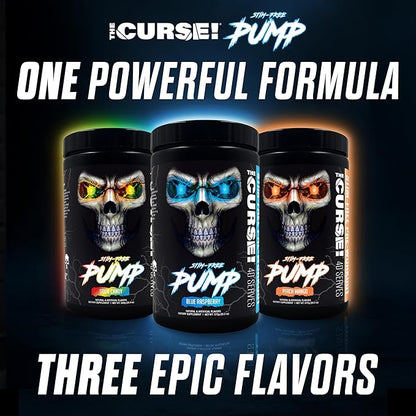 JNX SPORTS The Curse! Pump – Stim-Free Pre-Workout | Sour Candy 40 Serves | Caffeine-Free Pump Pre Workout, Non-Stim Nitric Oxide Preworkout for Men & Women