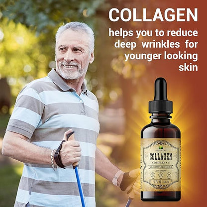 Collagen Complex + C - Liquid Collagen Supplement With Marin Cartilage, Hydrolyzed Fish Collagen, Vitamin C - Helps Support Joint, Hair, Skin, Nail Wellness - Vegetarian Formula, 2 fl. oz