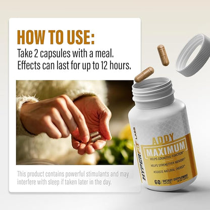 38 in 1 Brain Power | AddyMaximum | New Power Strength Nootropic Pills to Assist Focus, Memory, Energy, Brain Fog, Cognitive Health - Formulated for Adults (NOT an Adderall Alternative) - 60 Caps