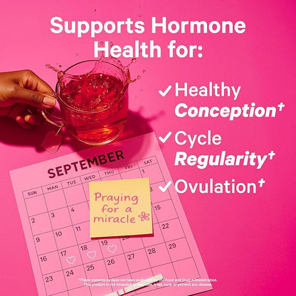 Pink Stork Organic Fertility Tea - Supports Conception for Her & Hormone Balance with Chaste Tree Berry (Vitex), Mint, and Red Raspberry Leaf - Hot or Iced - Caffeine Free - Sweet Mint, 15 Sachets