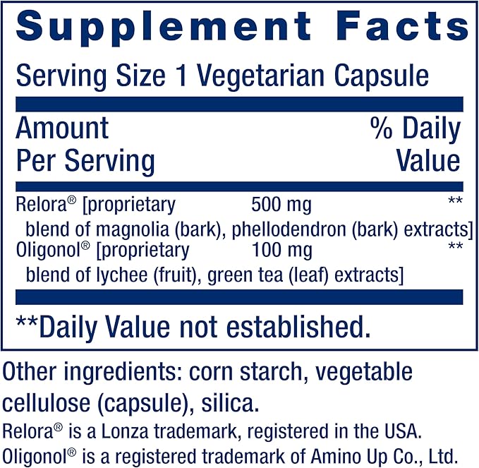 Life Extension Cortisol-Stress Balance, Relora® Magnolia bark, Green Tea, Lychee Extract, Manage Stress, Maintain Healthy cortisol Levels, Gluten Free, Non-GMO, Vegetarian, 1-Daily, 30 Capsules