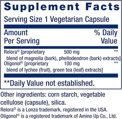 Life Extension Cortisol-Stress Balance, Relora® Magnolia bark, Green Tea, Lychee Extract, Manage Stress, Maintain Healthy cortisol Levels, Gluten Free, Non-GMO, Vegetarian, 1-Daily, 30 Capsules