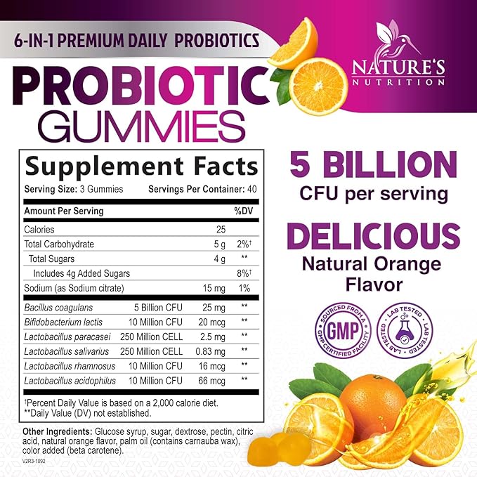 Probiotic Gummies for Women & Men's Digestive Health, 5 Billion CFU, Best Daily Probiotics Gummy for Vaginal, Immune Support & Gut Health, Supports Occasional Constipation Gas & Bloating, 120 Gummies