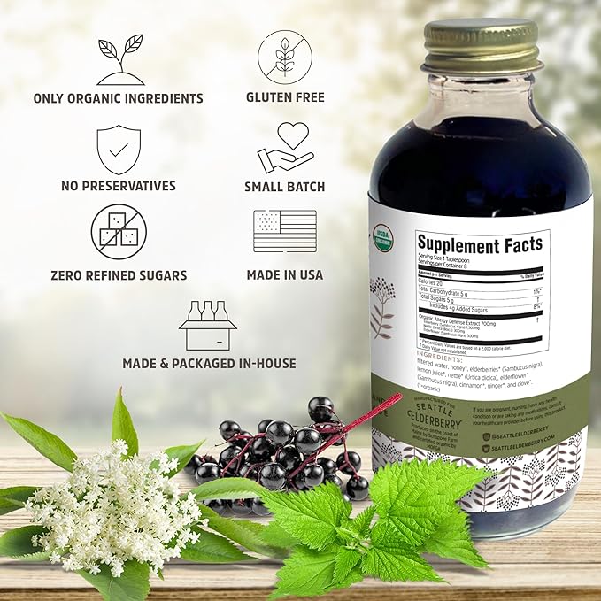 Allergy Defense with Nettle – Delicious, Gluten-Free Herbal Supplement with Potent Allergy Benefits Made from Only Organic Ingredients in Small Batches in The USA - 4oz