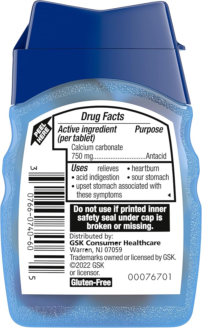 TUMS Smoothies Extra Strength Antacid Chewable Tablets for Heartburn Relief, Assorted Fruit - 12 Count