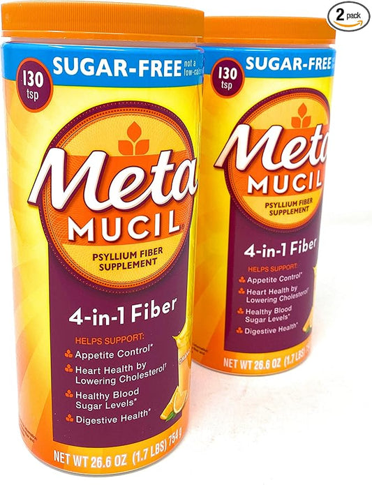 Metamucil Sugar Free Fiber Supplement, Orange Smooth 260 Servings
