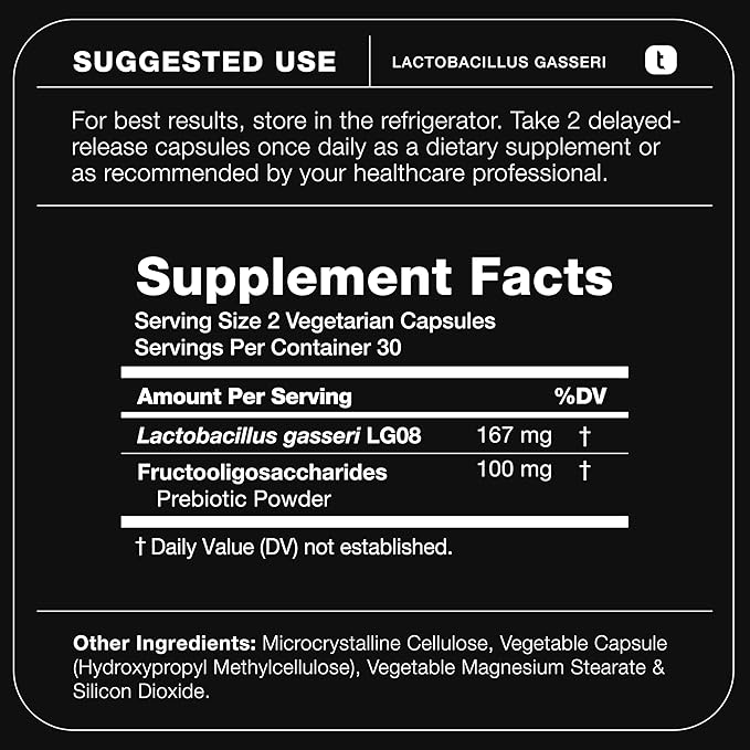 Lactobacillus Gasseri - Ultra High Strength 50 Billion CFU - Delayed Release Capsules - Made with Prebiotic Inulin Fiber - Supports Digestive Health & Gut Flora - Third-Party Lab Tested - 60 Capsules
