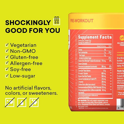 EBOOST POW Natural Pre Workout Powder - 20 Servings, Peach Nectar - Preworkout Energy Booster Gym Supplement Drink Mix for Men and Women - Performance, Joint Mobility Support - Gluten-Free
