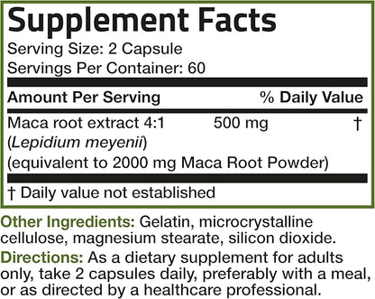 Bronson Maca Root Lepidium Meyenii Non-GMO, 120 Vegetarian Capsules
